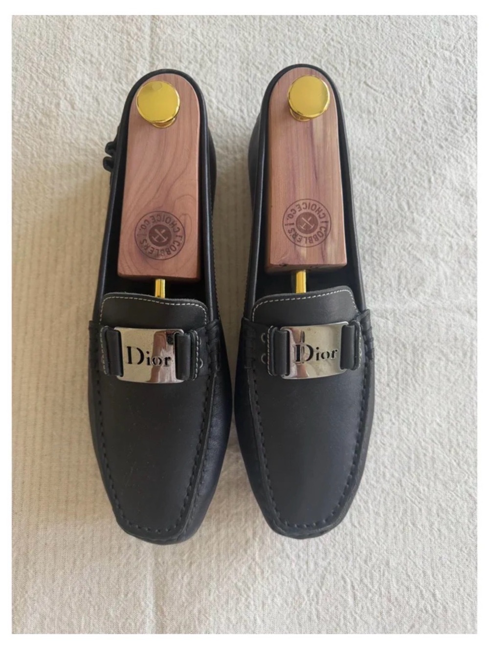 Dior Women’s Black Leather Metal-Bit Loafers